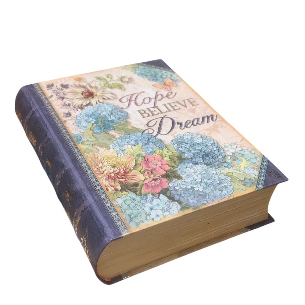 Punch Studio Hydrangea Floral 'Hope Believe Dream' Decorative Book Box (M-61018)